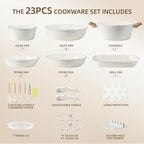 BECIGAR 23PCS Ceramic Pots and Pans Set, Removable Handle Pots and Pans Set - Image 2