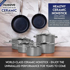 Nuwave Healthy Duralon Blue Ceramic Nonstick Cookware Set, Diamond Infused - Image 8
