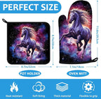 Horse Purple Galaxy Space Oven Mitts and Pot Holders Sets Heat Resistant 4Pcs - Image 2