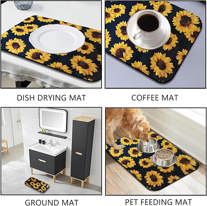 Dish Drying Mat Foldable Fall Kitchen Drying Mat Absorbent Sink Mat - Image 2