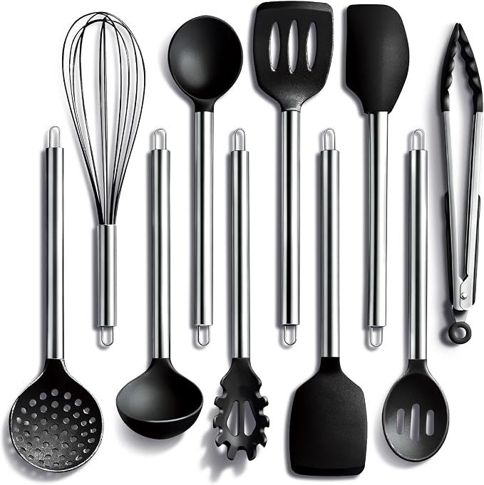 COOK WITH COLOR Silicone Cooking Utensils, Kitchen Utensil Set, Cooking Utensils by CookwithColor