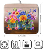 Colorful Flowers Dish Drying Mat - Image 2