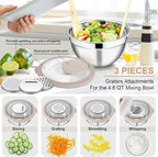 E-far Mixing Bowls with Lids and Graters, Stainless Steel Salad Mixing Bowl - Image 3