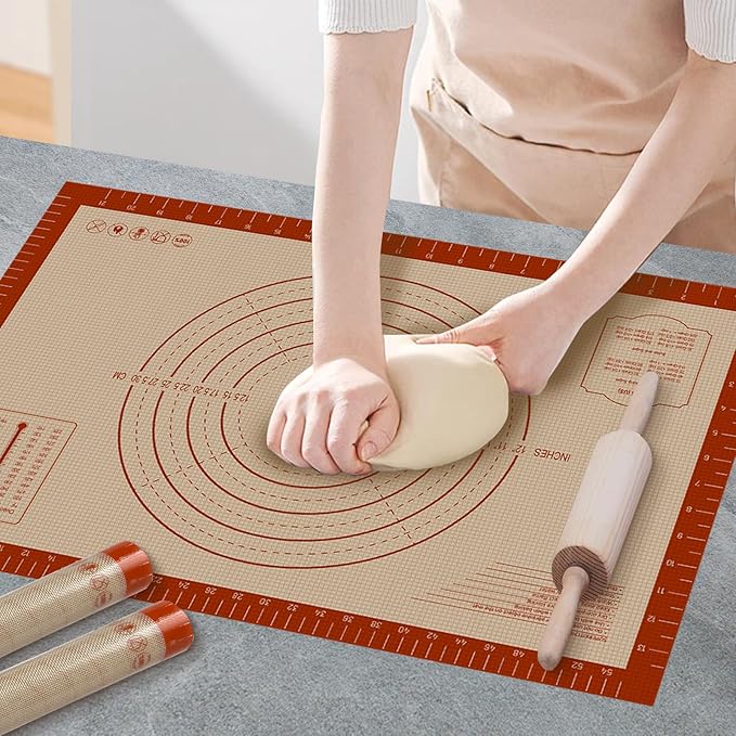 Pastry Mat, 0.7mm Extra Thick 28 x 20 Inches Large Non Stick Silicone Baking Pad by Dwavele