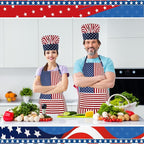SATINIOR USA 4th of July Flag Kitchen Chef Hat Adjustable Apron 250th - Image 6