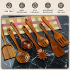 7Pcs Wooden Kitchen Utensil Set, Premium Natural Acacia Wood Cooking Utensils - Image 5