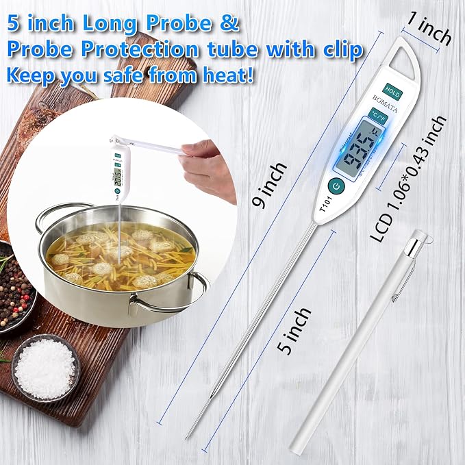 BOMATA 6 Pack Waterproof IPX7 Meat Thermometer Instant Read Food Thermometer - Image 4