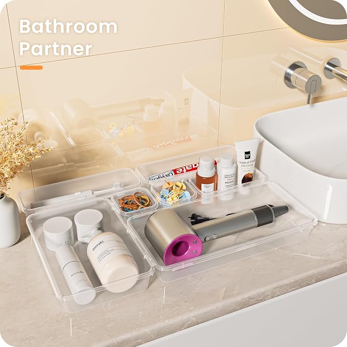 A-LuGei 【46PCS & 5Sizes Clear Drawer Organizer, 【Hold 277 Items】 Makeup - Image 7