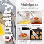 QMVESS Silicone Cooking Utensils Set, 446°F Heat Resistant Spatula, Spoons Set - Image 4