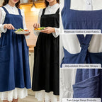 Uaussi Cotton Linen Apron Cross Back Work Apron - Image 2