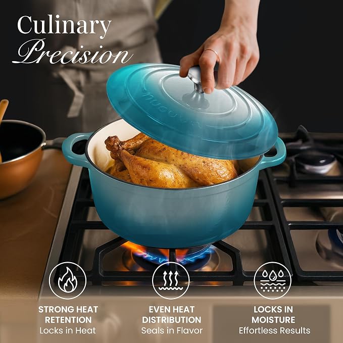 Cast Iron Dutch Oven with Lid – Non-Stick Ovenproof Enamelled Casserole Pot – - Image 6