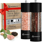Manual Salt and Pepper Grinder Set of 2 | Large Round Salt and Pepper Shakers - Image 7
