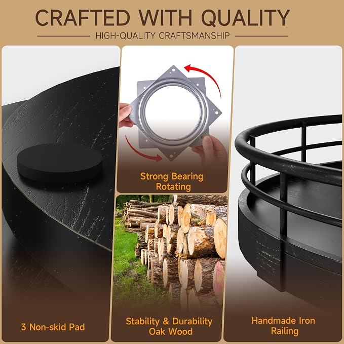 12" Oak Bathroom Vanity Tray Turntable - Image 4