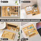 Kitchen Drawer Organizer Bins, Stackable Bamboo Drawer Organizer - Image 5