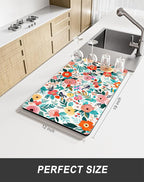 Rnivvi Dish Drying Mat for Kitchen Counter, 12 x 19" Cute Flower Super - Image 2