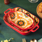 ONCCI Ceramic Baking Dish Set, 2-Piece Hand-painted Porcelain Rectangular - Image 6