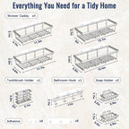 8 Pack Adhesive Rustproof Shower Shelves - Image 8