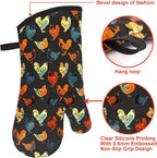 Oven Mitts Gloves 1 Pair Heat Resistant 480 ℉ Non Slip Clear Silicone Printed - Image 3