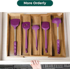 Utoplike Acacia Kitchen Drawer Organizer Expandable, Large Utensils and Cutlery - Image 4