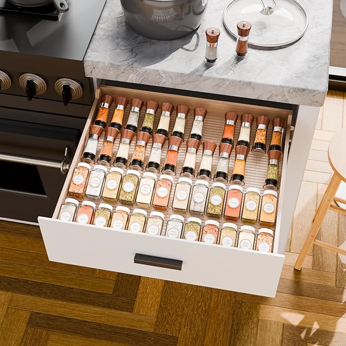 Yieach 8 Pack Adjustable In Drawer Spice Organizer - Image 7