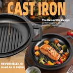 2-in-1 Pre-Seasoned Cast Iron Double Dutch Oven Pot - Image 7
