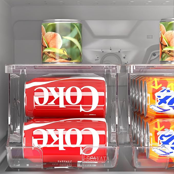 SCAVATA 4 Pack Stackable Refrigerator Organizer, Soda Can Dispenser Pop Cans - Image 7