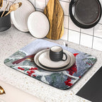 Christmas Bird Dish Drying Mat for Kitchen Counter 16 x 18 Inches Red Winter - Image 4