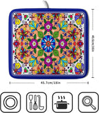 Mexican Talavera Dish Drying Mat Navy Blue Microfiber Dish Drain Pad - Image 2