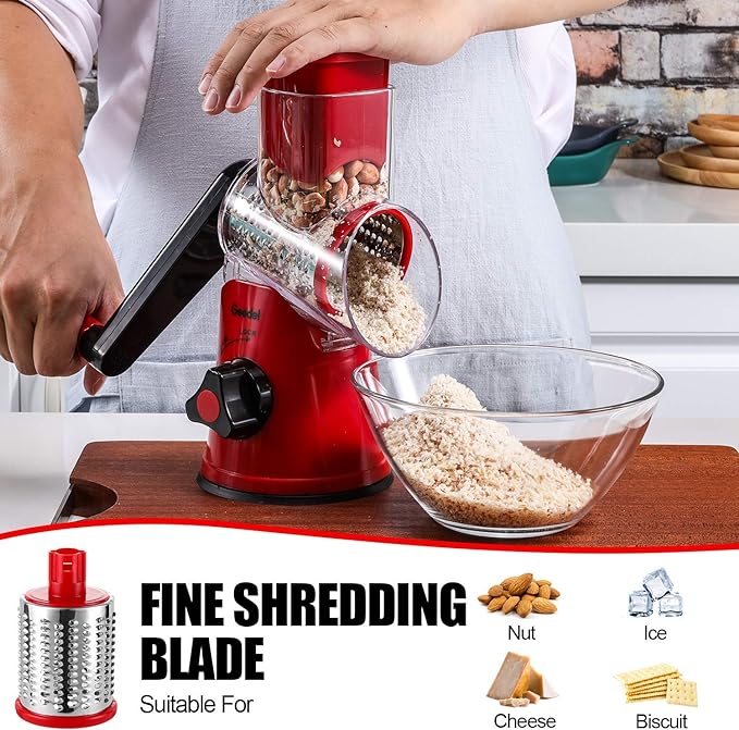Geedel Rotary Cheese Grater, Kitchen Mandoline Vegetable Slicer - Image 3