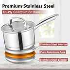 E-far 1 Quart Saucepan with Lid, Stainless Steel Small Sauce Pan Boiling Pot - Image 6