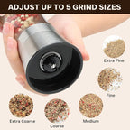 Premium Stainless Steel Salt and Pepper Grinder Set of 4 - Image 6