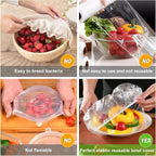 175Pcs 7 Colors Reusable Elastic Food Covers, Sublaga 7 Sizes Plastic Bowl - Image 5