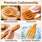 Wooden Kitchen Utensil Set, 4-Piece Teak Wood Cooking Utensils - Image 5