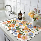 LOKHOM Scalloped Floral Dish Drying Mat, Cuttable Hide Stain Non-slip Drying Mat - Image 9
