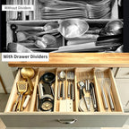 Utoplike 4 pcs Bamboo Kitchen Drawer Dividers Large, Adjustable Drawer - Image 4