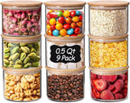 ComSaf 0.5 Qt Glass Food Storage Jars Set of 9, Pantry Organization Jar by ComSaf