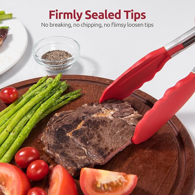 600ºF Heat Resistant Kitchen Tongs: U-Taste 9+12 inch Silicone Cooking Tong Set - Image 9