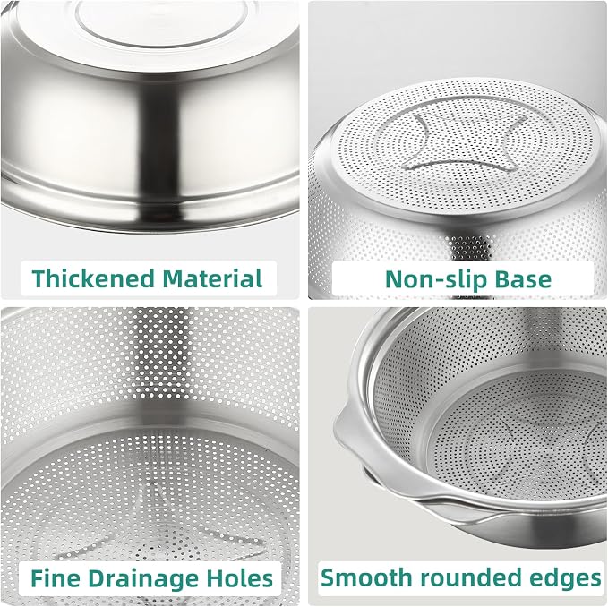 Stainless Steel Colander for Kitchen 2-Quart, Strainer Microporous - Image 8