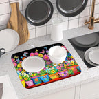 Colorful Floral Dish Drying Mat 16 X 18 Black Spring Flowers Absorbent - Image 6