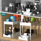 MEAFBIRD 2 Pack Under Sink Organizer, 2 Tier Bathroom Cabinet Organizer - Image 2
