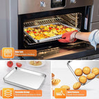 Homikit 2 Pack Baking Sheet, 9 x 13 Inches Stainless Steel Quarter Sheet Pan Set - Image 3
