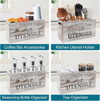 Rustic White Wooden Utensil Holder - Image 5