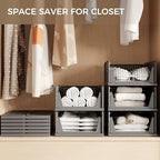 Pinkpum 6 Pack Black Closet Organizers and Storage Plastic Stackable Storage - Image 4