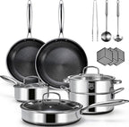 USELUCK Hybrid Nonstick Cookwre Set, frying pan, sauce pan, Dishwasher-Friendly by useluck
