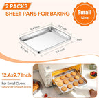 LIANYU Stainless Steel Baking Sheet Pans of 2, 12.4x9.7 Inch Quarter Sheet Pan - Image 2