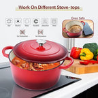 E-far Dutch Oven Pot with Lid, 5 Quart Enameled Cast Iron Round Dutch Oven - Image 6