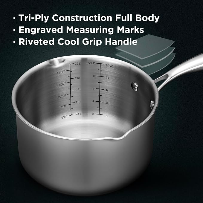 Tri-Ply Stainless Steel Sauce Pan - Image 6