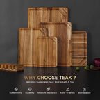 5 Pack Teak Wood Cutting Board Set - Image 3