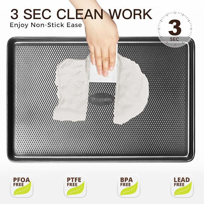 HONGBAKE 2 Pack Half Sheet Pan Set, 1/2 Cookie Sheets - Image 5