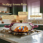 3 Quart Enameled Cast Iron Braiser, Non Stick Enameled Cast Iron Skillet - Image 5